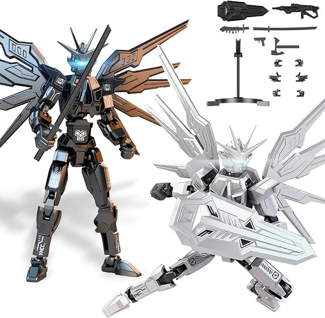 T13 Action Figure 2-Pack Set, Titan 13 Robot 3D Printed Already Assembled Collectible Toy with Dummy 13 Figure for 6 7 8 9 10 11 12 Years old Kids Gift, Titan13 & T-13 Model Kit for Kids & Adults