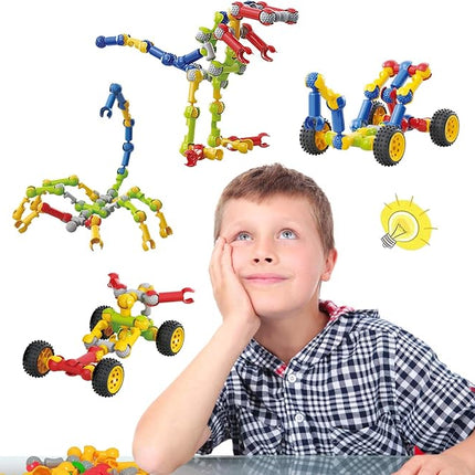 Kids Building Kit STEM Toys, 110 Pcs Educational Construction Engineering Building Blocks DIY Learning Set for Ages 3-10 Year Old Boys Girls, Best Gift for Children Creative Games Fun Play