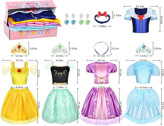 Princess Dress Up Clothes for Little Girl Role Play Costume Gift Set Princess Dress Up Toys for Toddler Girls