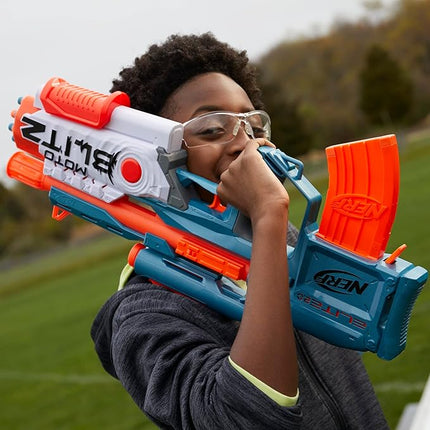 Nerf Elite 2.0 Motoblitz Blaster with Scope, Motorized 10-Dart Blasting, Airblitz 6 Darts, Outdoor Toys for 8 Year Old Boys & Girls