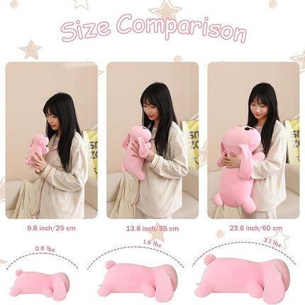SQEQE Weighted Bunny Plush, Weighted Bunny Stuffed Animal, Cute Plushies Soft Pink Pillow Toy Gift for Kids Adults 23.6 Inch, 3.1 Lbs