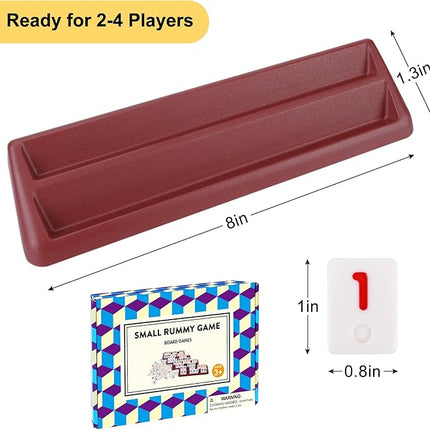 Offelec 106 Rummy Tiles Set with 4 Double Tile Holders - Compact Travel Size Rummy Cube Games, Classic Rummy Game for Adults, Kids & Family Game Night - 2-4 Players Board Games ﻿
