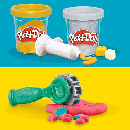 Play-Doh Drill 'n Fill Dentist Toy for Kids 3 Years and Up with Cavity and Metallic Colored Modeling Compound, 10 Tools, 6 Total Cans, 2 Ounces Each, Non-Toxic, Assorted Colors