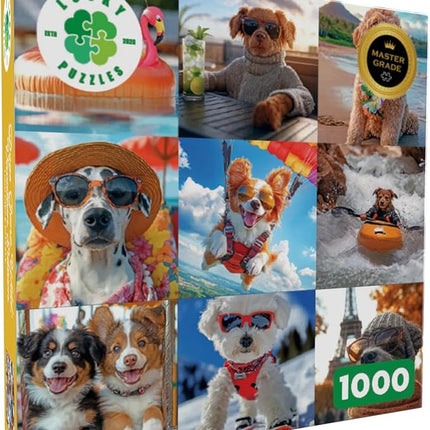 Lucky Puzzles - Dogs Gone Wild: Vacation Edition - 1000 Piece Jigsaw Puzzle for Adults | Fun and Whimsical Dog Puzzle | Best Dog Puzzle for Adults
