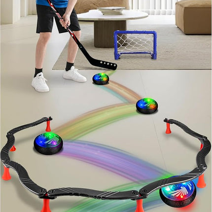 Hockey Stick Handling Trainer – Adjustable Hockey Training Equipment Set with Hover Soccer Ball, Mini Goal & Sticks – Improve Skills & Coordination for Kids & Teens