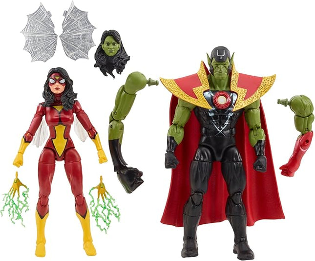 Marvel Legends Series Skrull Queen and Super-Skrull, Avengers 60th Anniversary Collectible 6 Inch Action Figures, 9 Accessories