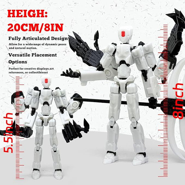 8Inch T13 Action Figure Assembly Completed, T13 Multi-Jointed Movable Robot Action Figure Set,Collectors Desktop Decorations for Game Lovers Toys (White)