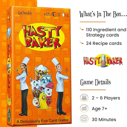 Hasty Baker Family Card Game - A Race to Collect Ingredients and Complete Recipes, for Families, Adults, Kids, Ages 7+, 2-6 Players, by GoChuckle