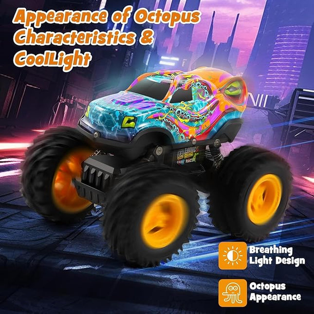 Remote Control Monster Truck Toys with Led Light Remote Control Car Rechargeable RC Car All Terrain for RC Truck for Boys, Monster Truck Toys for Kids