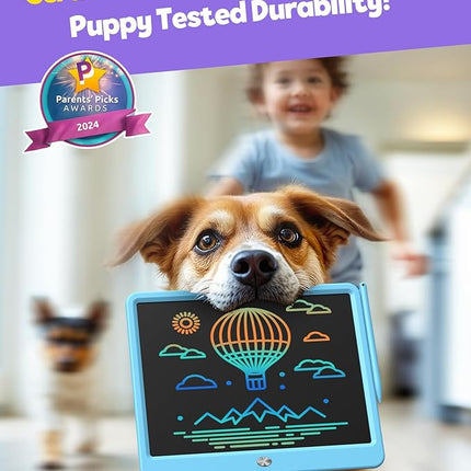 TEKFUN LCD Writing Tablet for Kids Boys Toys, 12 Inch Erasable Doodle Board Colorful Doodle Pad, Mess Free Coloring Board Games Toys Gifts for Toddlers Boys Adults (Blue)