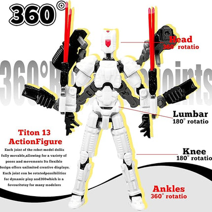 Assembly Completed T13 Action Figure，T13 mision 13 figuras originales 3D Printed Toys Nova 13 Action Figures Desktop Decorations for Game Lovers Toy (White, 5.5 Inch)