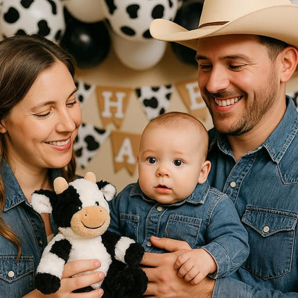 Hopearl Adorable Plush Cow Toy Floppy Dairy Cattle Soft Stuffed Animal Cute Birthday Gifts for Boys Girls Kids Toddlers, 9''