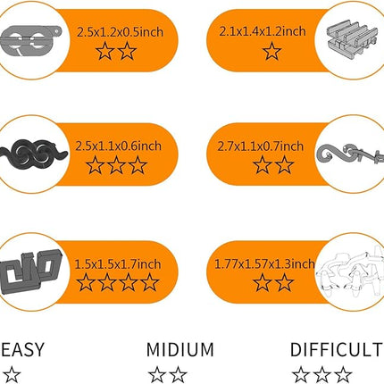 6PCS Metal Puzzle Box and 3D Brain Teasers for Adults Teens, Challenging IQ Logic Games, Gift for Christmas, Valentine's Day, Birthday, Anniversary & Family Party Game