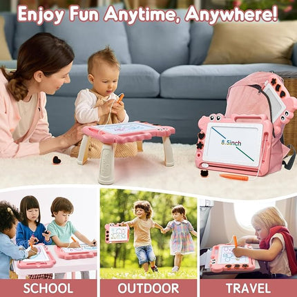 AiTuiTui Magnetic Drawing Board Toddler Toys with Legs for Girls Boys, Color Sketch Writing Scribble Doodle Pad Travel Games, Educational Learning Kids Toys for Toddlers Birthday (Pink)