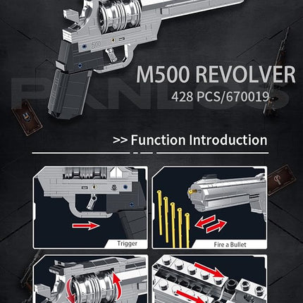 1:1 Revolver Building Blocks Gun Sets - 428 PCS Model Guns Collection Toy Building Bricks Sniper Set Shootable - Simulation Militarily Toy Lovers for Kids and Adults Gift