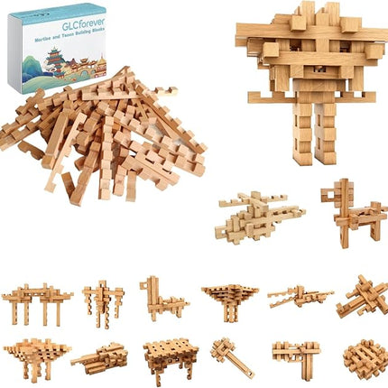 15 in 1 Educational Wooden Building Blocks - Assembled into 15+ Various Shapes, STEM Toys Gift for Kids and Classroom, DIY Building Toys for Ages 5+ Teens Adults - 42 Pcs
