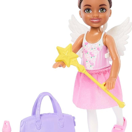 Barbie Toys, Chelsea Ballerina Set, Career Brunette Small Doll with 5 Dance-Themed Accessories Including Swan Wings