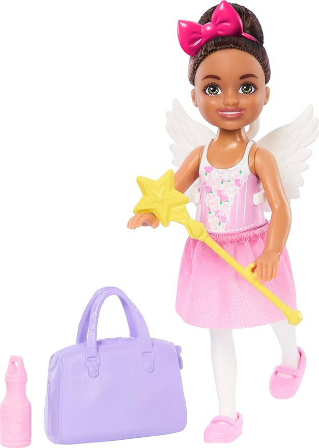 Barbie Toys, Chelsea Ballerina Set, Career Brunette Small Doll with 5 Dance-Themed Accessories Including Swan Wings