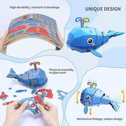 3D Puzzles for Kids Ages 8-13 – Eco-Friendly DIY Educational Toy for Boys and Girls,Creative Brain-Teaser Puzzles,Whale Rompecabezas 3D,Ideal Birthday