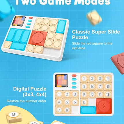 Super Slide Puzzle Games, Handheld Electronic Brain Teaser with 500+ Challenges 7 Levels for Boys, Girls, Adults - Portable Learning Toys Birthday Gifts for Travel, Road Trip, Easter Basket
