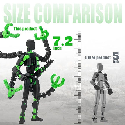 Already Assembled T13 Action Figure Accessories,T13 Multi-Jointed Movable,for Collectors Desktop Decorations t-13 Movability 3D Printed Toys (Black Green)