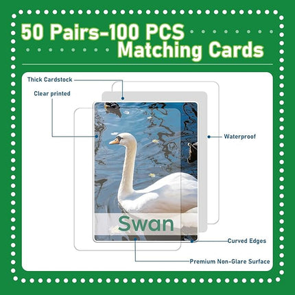 gisgfim 50 Pairs Memory Matching Game Adult & Baby Animal Memory Games Educational Matching Game for Kids and Adults A Fun & Fast Animal Memories Games Toddlers Preschool Family Board Gift