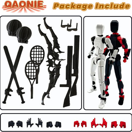 3D Printed 5.54-inch Multi-Jointed Action Figures Dummy13, Full Body Mechanical Movable Toy, Multiple Accessories, Hand Painted Figure, Desk Decoration, Creative Gifts (Sport-set2)