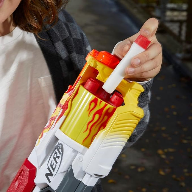 Nerf Mega CycloneShock Toy Blaster, Hotrod Color Style, 6-Dart Drum, 6 AccuStrike Mega Darts, Easy Priming (Amazon Exclusive)