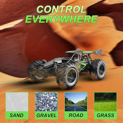 Remote Control Car, RC Cars for boys age 8-12, Toys Cars for boys age 4-7, 1:18 2.4Ghz Monster RC Truck Toys for Girls, Off Road RC Crawler Easter Basket Stuffers Gift Idea for Kids(Black green)