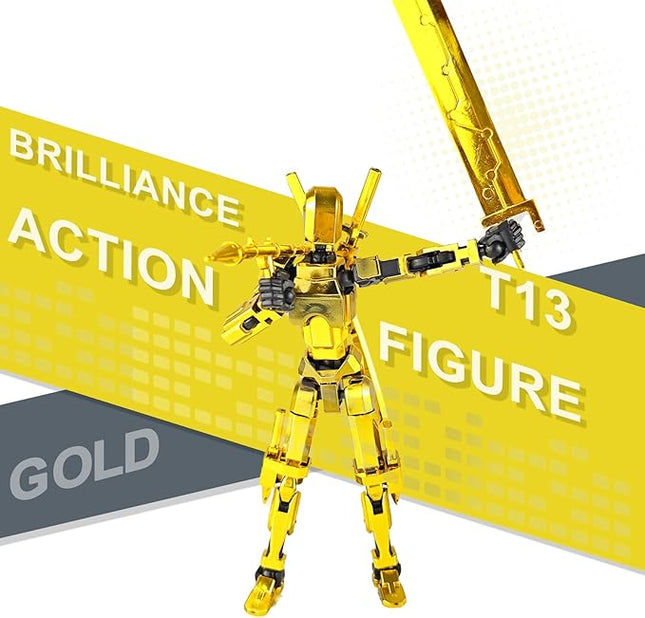 Assembly Completed T13 3D Printed Action Figures,Dummy 13 Robot 13 Movable N13 Action Figure, Lucky 13 Gift for Collectors Desktop Decorations for Game Lovers Toy(Metallic Color)