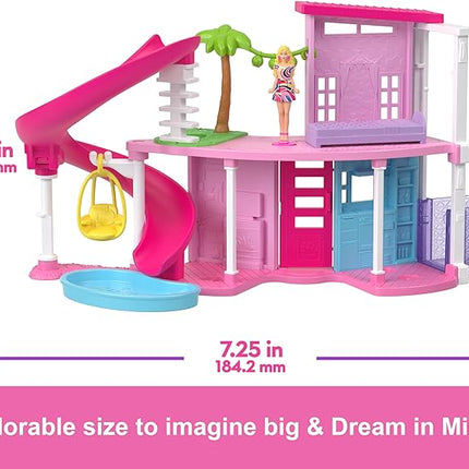Barbie Mini BarbieLand Doll House Sets, Mini Dreamhouse with Surprise 1.5-inch Doll, Furniture & Accessories, Plus Elevator & Pool