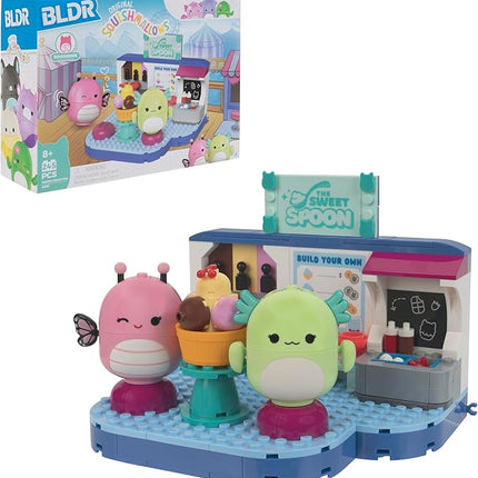 BLDR Squishmallows Frozen Yogurt Fun Building Set - Andreina The Butterfly + Mipsy The Axolotl Buildable Figures - Squishmallows Fans 8+, 0096