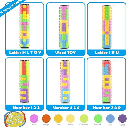 R.Y.TOYS Rotate and Slide Puzzle-Design Patent,Fidget Toys(Restore/Create)-8 Colors,15 Layers-Detach Piece for Quick Play,Brain Teaser,Sensory Toys,Stocking Stuffers,Easter Basket Stuffer Essentials