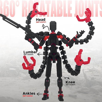 2PCS T13 Action Figure Already Assembled, 3D Printed Multi-Jointed Movable Robot 13 Action Figures Desktop Decorations for Game Lovers Toy, for Collectors Desktop Decorations (Black Red Green)