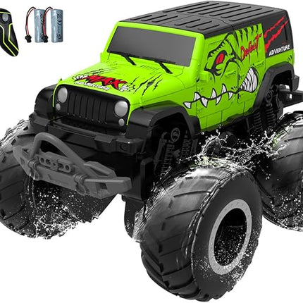 STEMTRON Amphibious Remote Control Car 2.4GHz 1:20 All Terrain Off-Road RC Car Remote Control Boat Gifts for Kids Boys Green