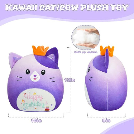 Cat Stuffed Animal Cat Plush Toys 12 Inch Soft Plushies Pillow Cute Gradient Purple Plushies Room Decoration Birthday Gifts for Kids Toddlers Girls and Boys