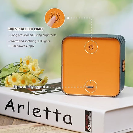 3D Puzzle Nightlight-DIY LED Light 3D Dragon Library Wooden Jigsaw Puzzle-Art Lamp and Craft Kits for Adults-Birthday Gifts Toys-Home Desk Decor Family Game