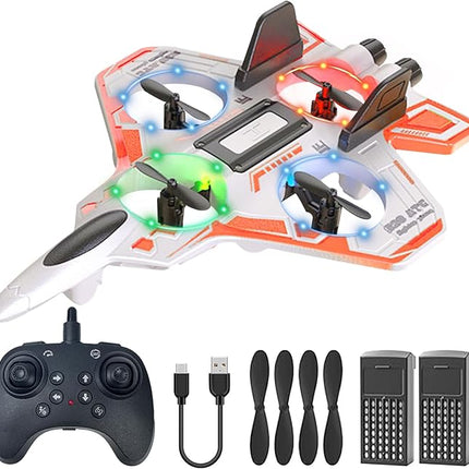 Remote Control Drone for Kids,2.4Ghz Foam RC Airplanes Helicopter Quadcopter with Auto Hovering,360° Flip,Gravity Sensing,Stunt Roll,Cool Light,2 Battery,Gifts for 8+ Kids Boys