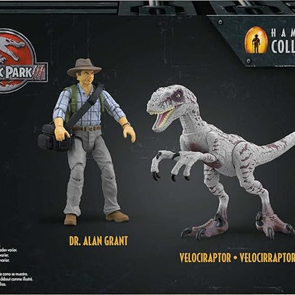 Mattel Jurassic World Jurassic Park III Hammond Collection Action Figure Set wiith Dr Alan Grant, Velociraptor Dinosaur & Raptor Egg Accessories