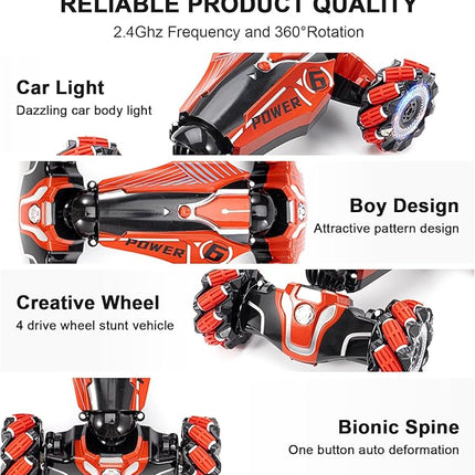 4WD Remote Control Gesture Sensor Car,Hand Controlled RC Stunt Car,Double-Sided Vehicle 360° Rotation with Light and Music, RC Toy Cars for Aged 4-13 Boys and Girls Birthday