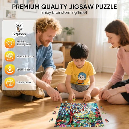 Wooden Puzzles for Adults, Colorful Stained Glass Tree of Life Jigsaw Puzzles, 200 Pieces Adults Puzzles, Best Gifts for Puzzle Lover, Family Brain Game 8.9x11.8 inch