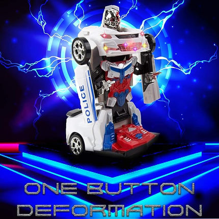 Toysery Transforming Robot Police Car Toy with Lights - Smart Police Car to Robot Toy for Kids and Toddlers, Bump and Go Action, Perfect for Boys Ages 3-5