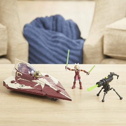 STAR WARS Toys Mission Fleet Ahsoka Tano Delta-7 Jedi Starfighter, Starfighter Strike 2.5-Inch-Scale Figure and Vehicle, Ages 4 and Up, (F3790)