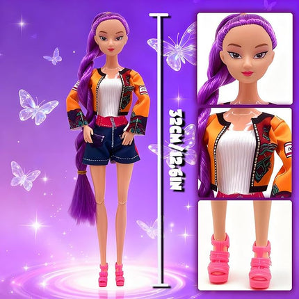 2025 New 11.5'' Demon Hunter Doll,Made to Move Demon Hunter Doll,Collectible Display Figure Dolls Set,Birthday Gifts for Kids Girls Fans (D-3pcs)