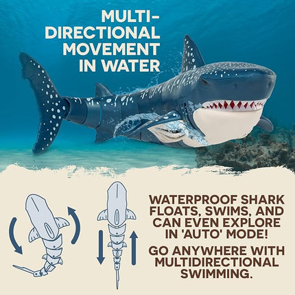 Terra - Remote Control Shark for Pool Toy – Realistic Moving RC Shark Toy for Water Play & Swimming Pools – Fun RC Pool Ocean Lake Toys for Kids – Battery-Operated Floating Toy