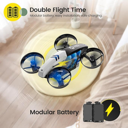 Holy Stone HS210T Drones for Kids, 2 IN1 MINI Indoor Drone with Land & Fly Mode, Four Posture Deformations RC Quadcopter with 3D Flip, Auto Hovering, Christmas Birthday Toy Gift for Boys and Girls