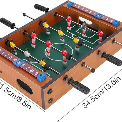 13.6 Inch Mini Wood Foosball Table, Soccer Table Football with 2 Balls Soccerball Tabletop Foosball Sports Gift Indoor Game for Party Kids Play Toys