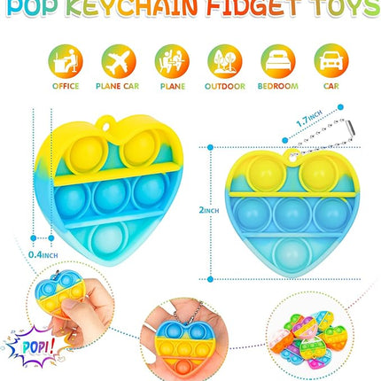 Pop Fidget Toys Bulk Its Valentines Day Gifts for Kids 30 Pack Valentines for Kids Classroom Valentines Day Party Favors Mini Heart Pop Fidget Keychain It Bulk Toys Valentine Goodie Bags Boys Girls