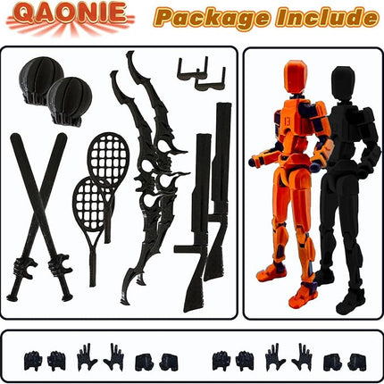 3D Printed 5.54-inch Multi-Jointed Action Figures Dummy13, Full Body Mechanical Movable Toy, Multiple Accessories, Hand Painted Figure, Desk Decoration, Creative Gifts (Sport-set3)