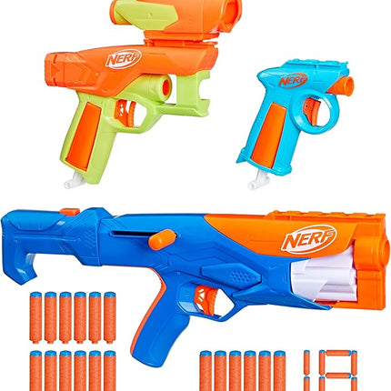 Nerf N Series Gear Up Pack, 3X Blasters, 18 Nerf N1 Darts, Kids Gifts, Outdoor Games, Ages 8+